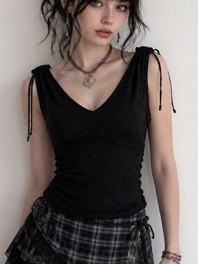 Vintage Wrapper Size Large babydoll Tank Top Y2K Fairy Grunge Goth Lace